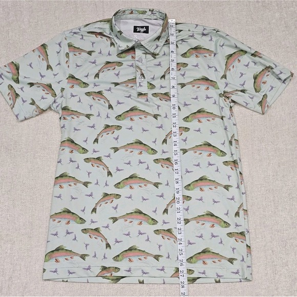 Waggle Shirt Men's Small Fish All Over Performance Stretch Golf Polo - Picture 4 of 6